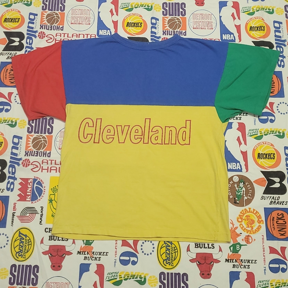 Single stitch Cleveland color block t shirt